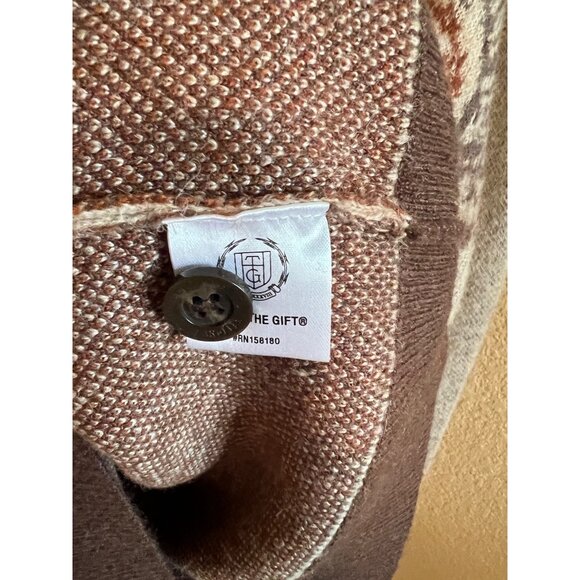 HONOR THE GIFT Mens Crest Emblem Knit Cardigan Sweater Brown Tan Size L - Picture 7 of 10